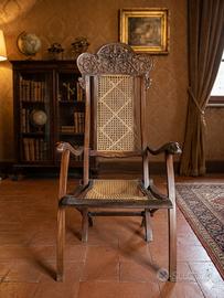Rara sedia coloniale pieghevole “planter’s chair”