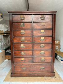 Mobile schedario vintage in legno massiccio