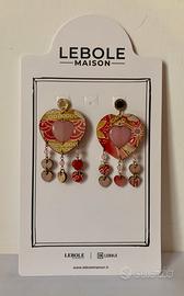 Orecchini cuore rosa e pendenti