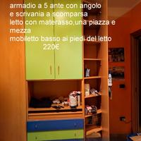 Armadio con scrivania più letto