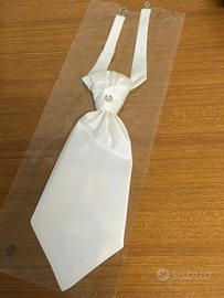 Cravatta/Tie Bianco panna rasato con strass