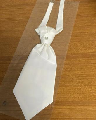 Cravatta/Tie Bianco panna rasato con strass