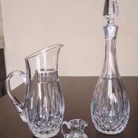 CRISTALLO DI BOEMIA ,BROCCA, BOTTIGLIA E LATTIERA