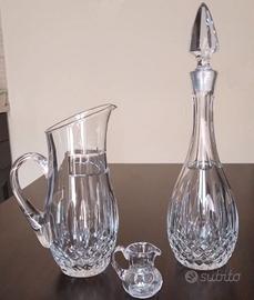 CRISTALLO DI BOEMIA ,BROCCA, BOTTIGLIA E LATTIERA