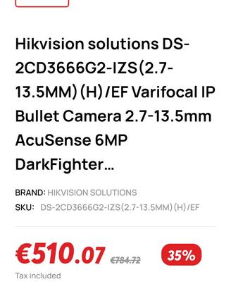 Telecamera IP hikvision professionale 
