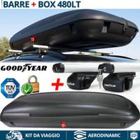 BAULE BOX Tetto 480LT + BARRE Portatutto GoodYear