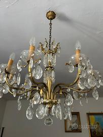 lampadario ottone e goce si cristallo