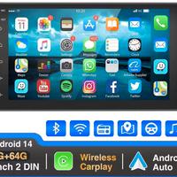 Autoradio 2DIN Carplay Android Auto + volume BT