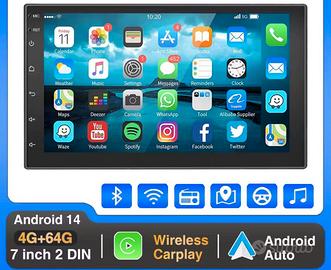 Autoradio 2DIN Carplay Android Auto + volume BT