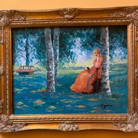 Quadro cornice in legno e dipinto su tela