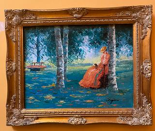 Quadro cornice in legno e dipinto su tela