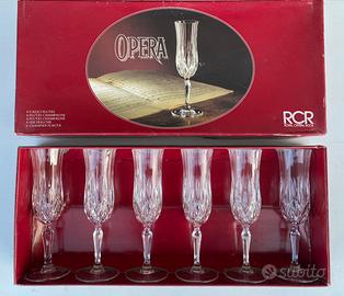 Servito di 6 calici flutes  cristallo lavorato RCR