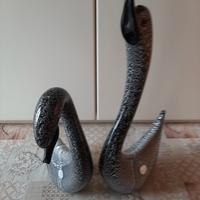 coppia cigni, vetro di murano.