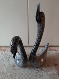 coppia cigni, vetro di murano.