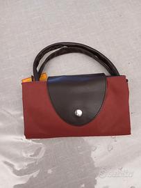 borsa shopper marrone e rosso mattone