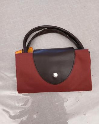 borsa shopper marrone e rosso mattone