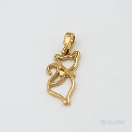 Ciondolo in oro giallo 18 kt 750 gatto E.560