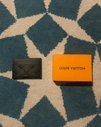 Portacarte Louis Vuitton nero con box.