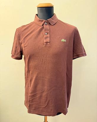 Polo Lacoste da uomo slim fit bordeaux