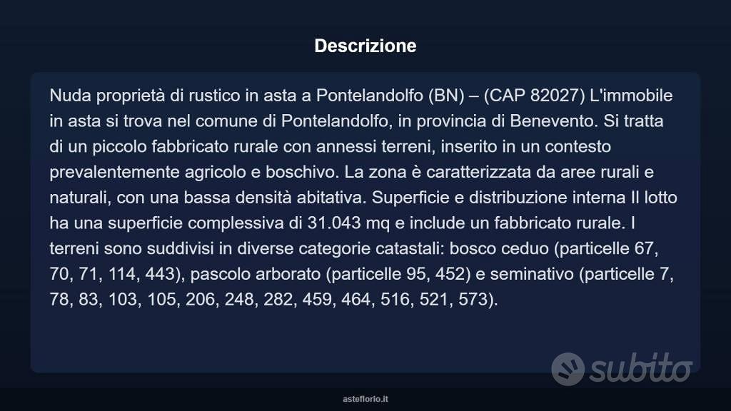 Immobile in asta di 31043 m² a Pontelandolfo - Vista 3