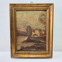 Dipinto Olio su Rame Paesaggio con Fiume Inizio XX