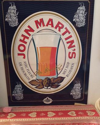 Targa metallo storica birra belga John Martin's
