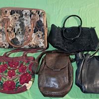 Lotto borse da donna in pelle ecopelle e ricamate