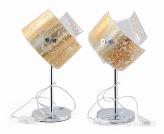Coppia lampade design vetro oro moderne eleganti