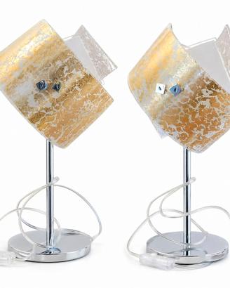 Coppia lampade design vetro oro moderne eleganti
