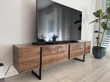Mobile porta TV Abishia noce/nero – 180x30x50h cm