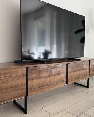 Mobile porta TV Abishia noce/nero – 180x30x50h cm