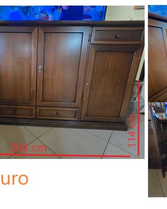 Grande madia vintage in legno scuro