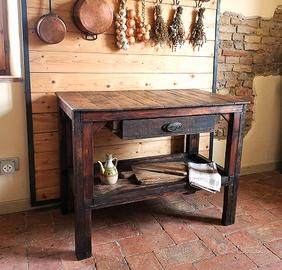 Banco da lavoro anni 50 con cassetto e ripiano 