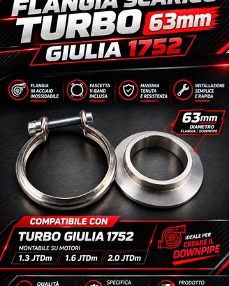 FLANGIA SCARICO TURBO GIULIA 1752  63 MM + VBAND  