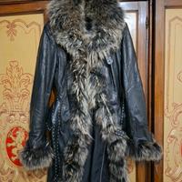 cappottino vera pelle nero con collo in visone