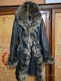 cappottino vera pelle nero con collo in visone