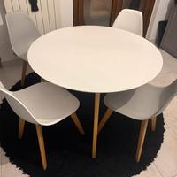 Tavolo rotondo 120 con 4 sedie stile nordico