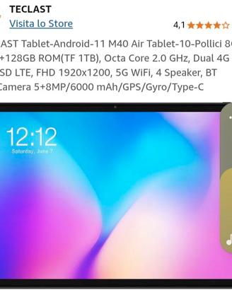 Tablet teclast Android con cover 
