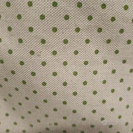 tessuto grezzo con pois verde