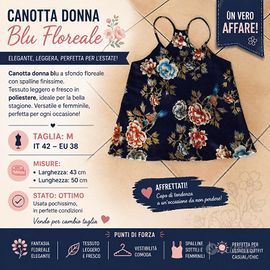 Canotta blu floreale tg M
