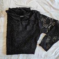 Maglia lunga/mini abito pizzo nero