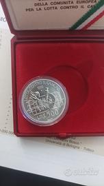 moneta argento 835% L.500 1989 lotta contro cancro