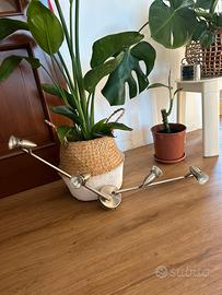 Lampadario in metallo satinato con 4 faretti