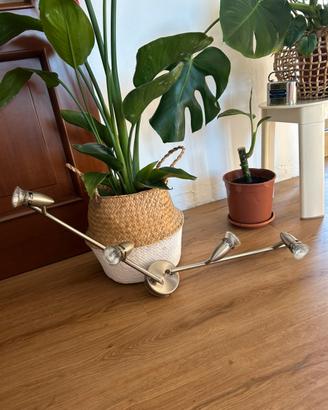 Lampadario in metallo satinato con 4 faretti