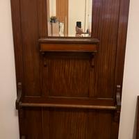 Attaccapanni vintage in legno con specchio