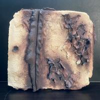 Opera Arte Astratta Materica Rilievo Beige Marrone