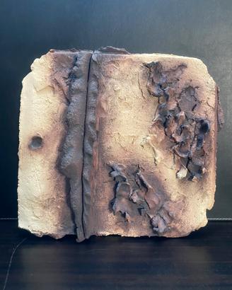 Opera Arte Astratta Materica Rilievo Beige Marrone