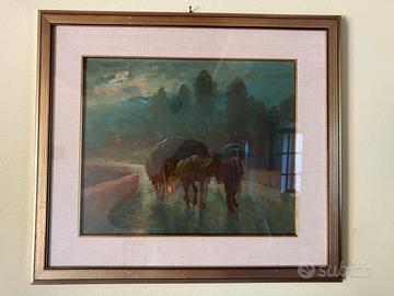 Dipinto Raffaele Del Rosso scena notturna