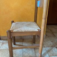 4 sedie legno con seduta in paglia