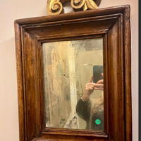 PREGIATAspecchieraLEGNOintagliatoCIMASAfogliaORO